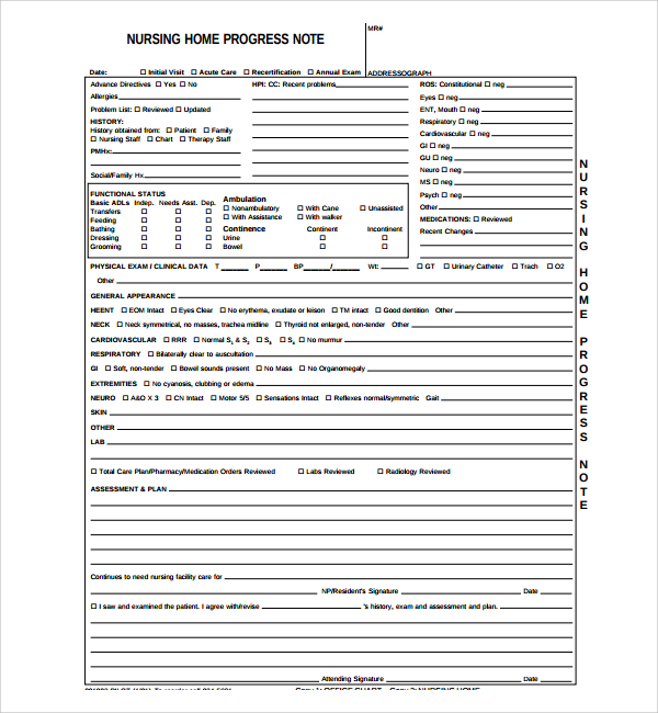 critical care note template