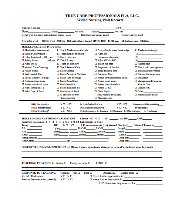 nursing note example