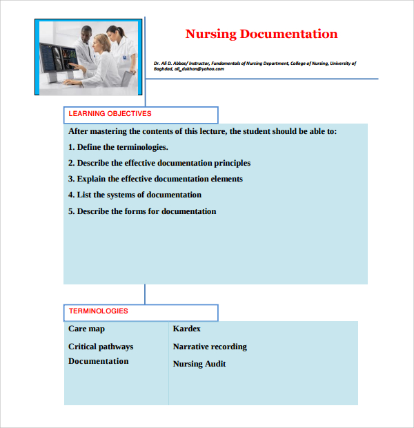 Nursing Narrative Note Template