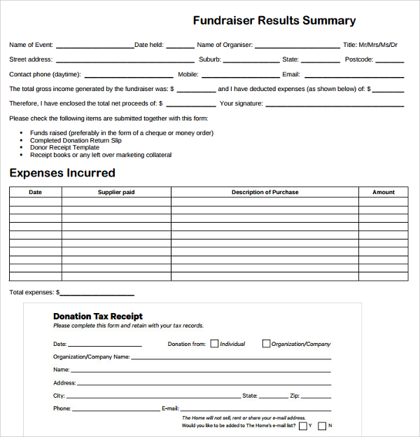 free 9 sample fundraiser receipt templates in pdf ms word