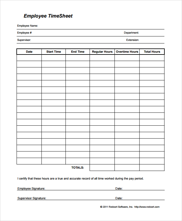 employee time tracking template