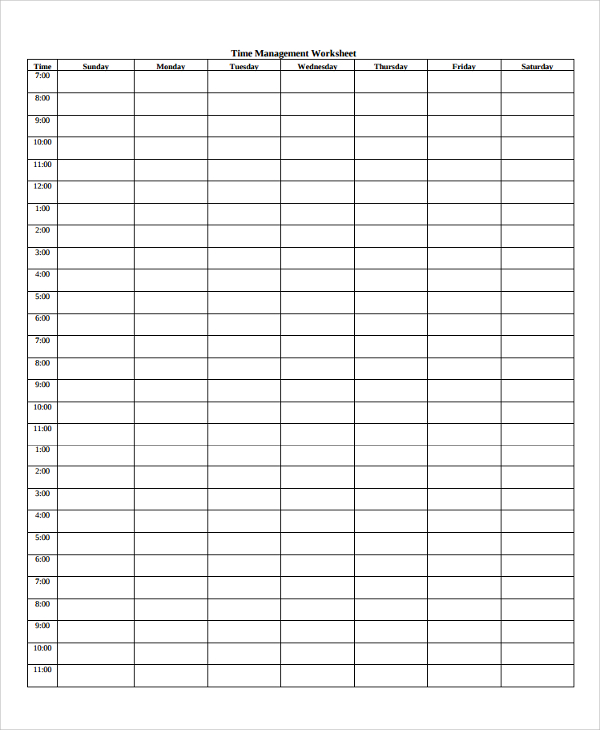 time management template