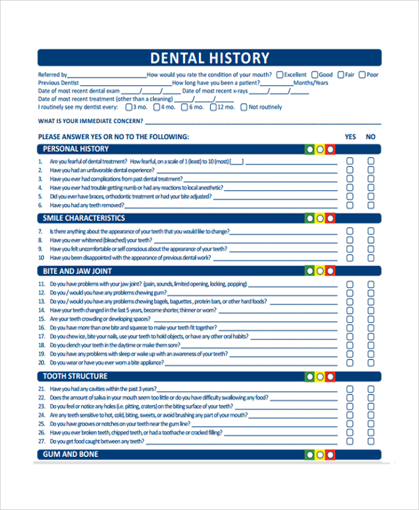 FREE 9 Sample Medical History Templates In PDF MS Word