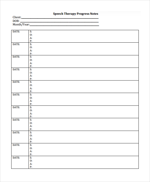 speech therapy notes template