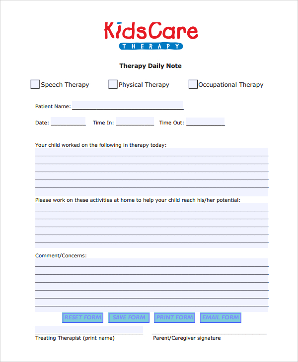therapy note template﻿