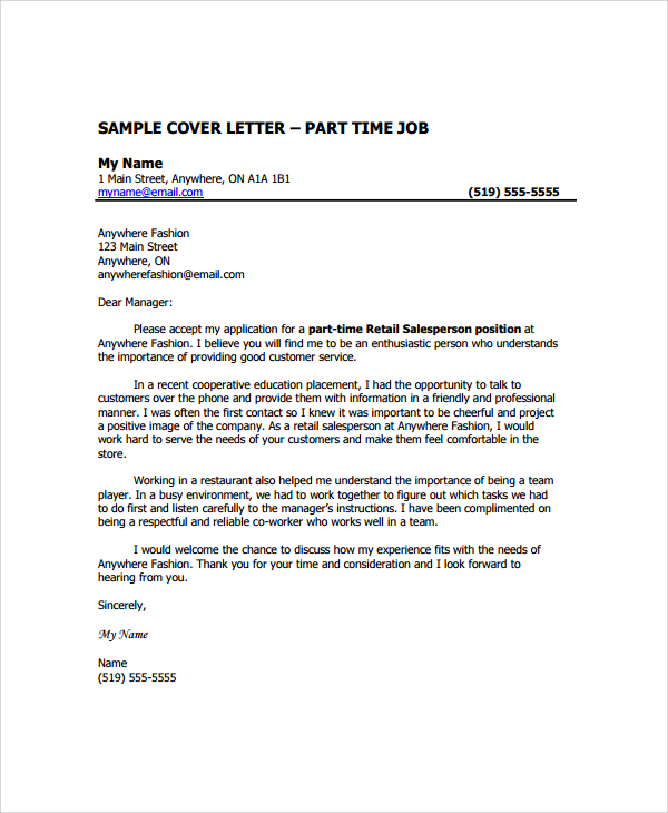 FREE 6+ Sample Retail Management Cover Letter Templates in PDF | MS Word