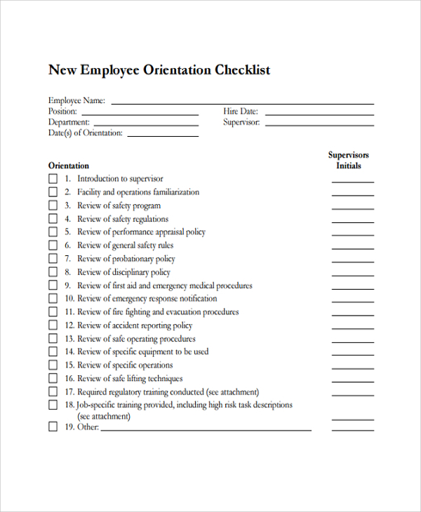 FREE 20 Sample New Employee Checklists In PDF