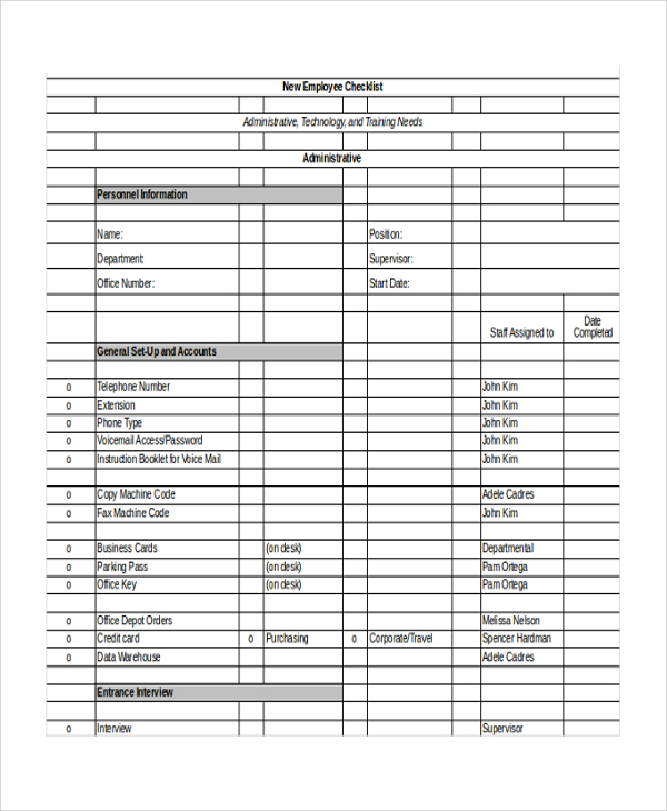 new employee checklist format template1