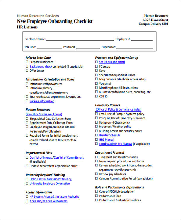 Employee Onboarding Free New Employee Orientation Checklist Templates