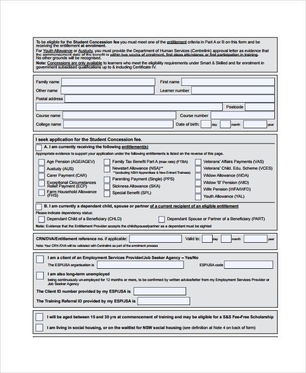 7-youth-allowance-forms-sample-templates