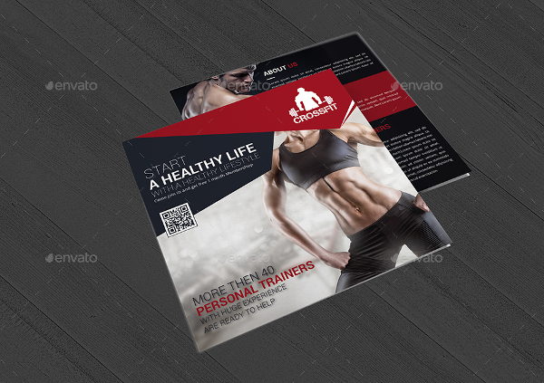 gym and fitness square trifold brochure