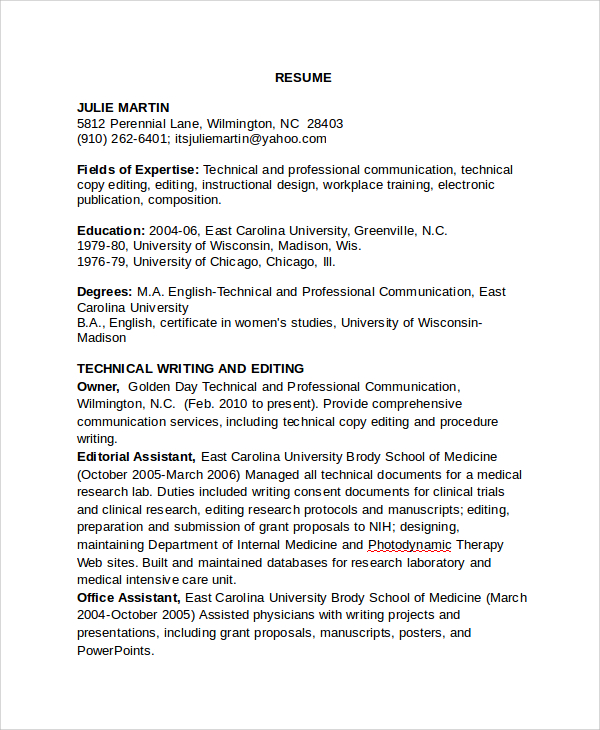 Sample Copy Editor Resume 7 Free Documents Download In