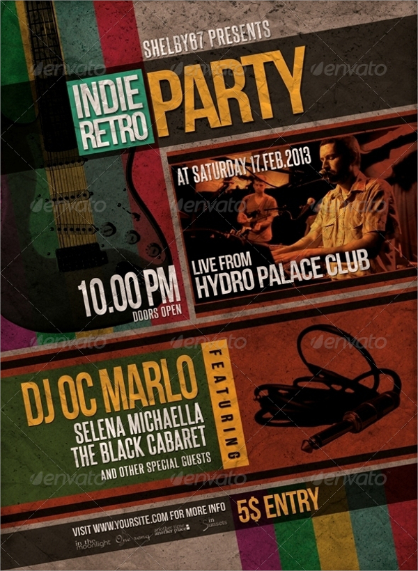 modern retro party flyer template