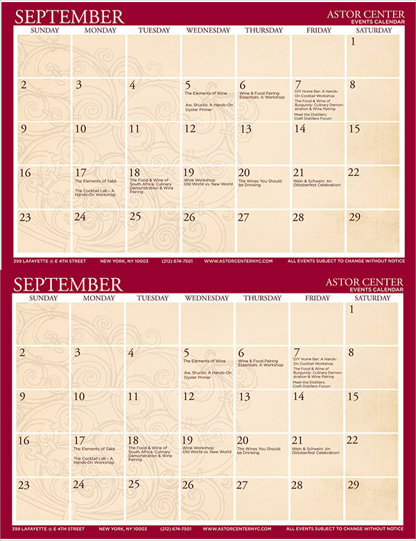 monthly calendar flyer template