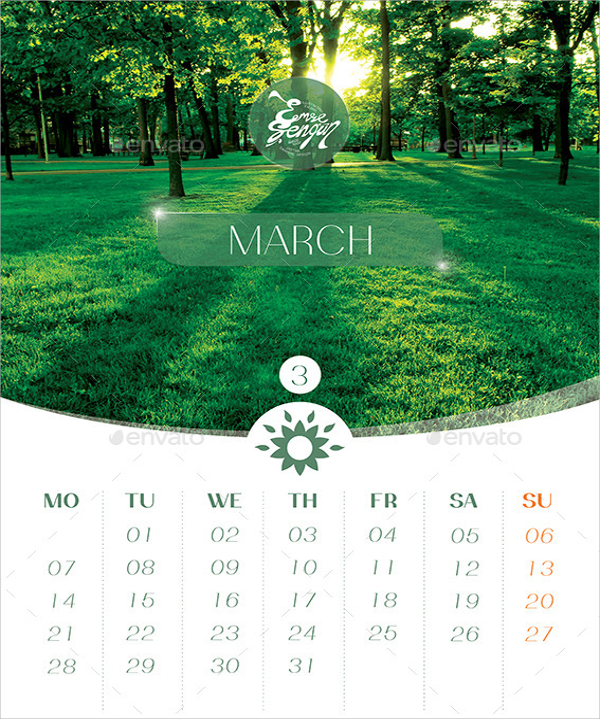 calendar minimal wall flyer template