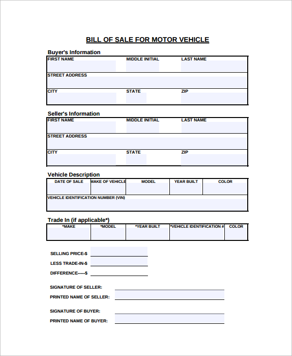 FREE 7+ Sample Motorcycle Bill of Sale Templates in PDF