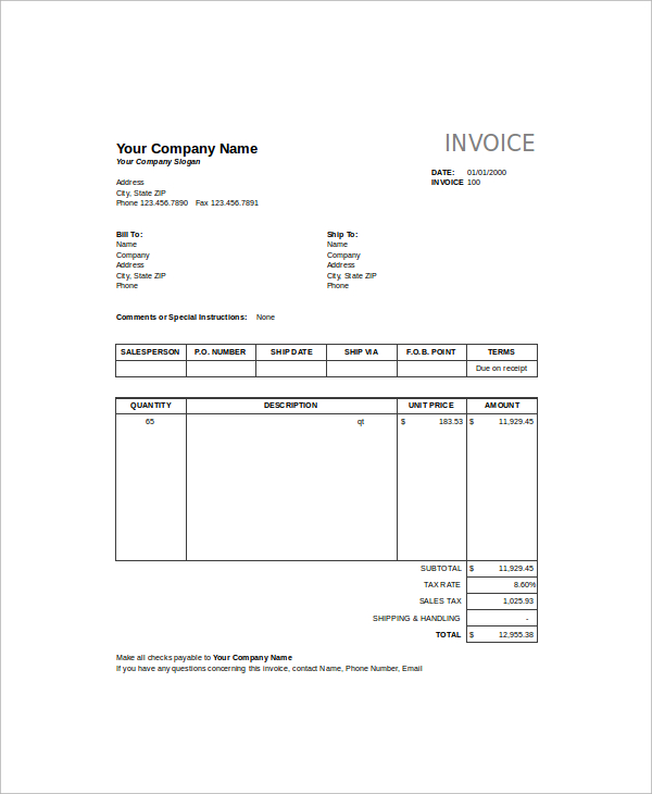 excel sales invoice templates