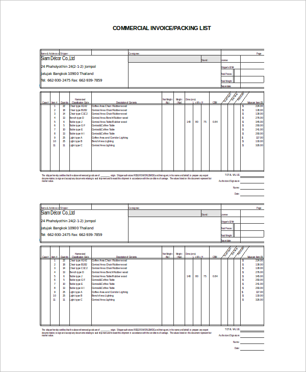 commercial excel invoice template