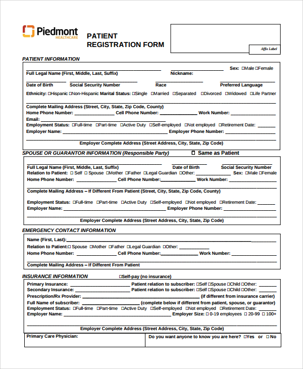 FREE 8 Sample Patient Registration Forms In PDF