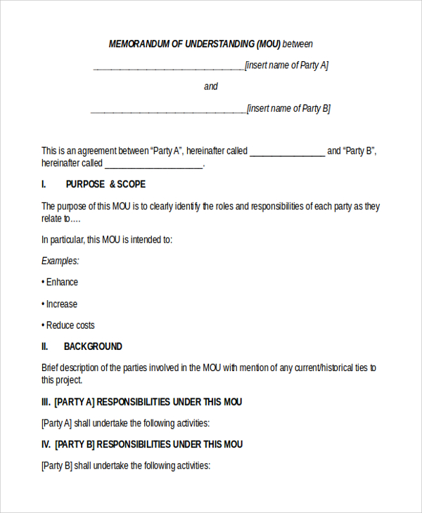 Agreement format between company and client