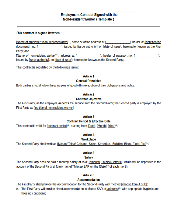 two party employer contract template1