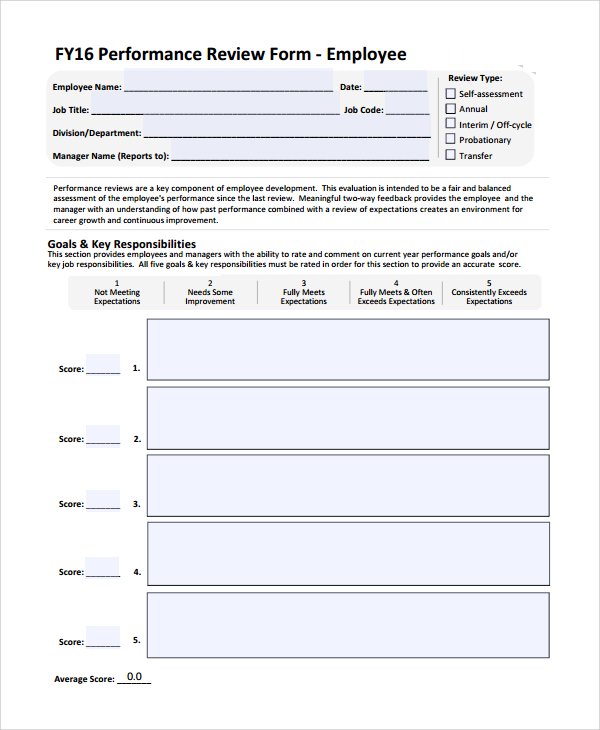 Free 6 Sample Self Review Templates In Ms Word Pdf