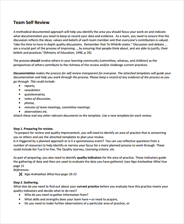 7 Self Review Templates Sample Templates