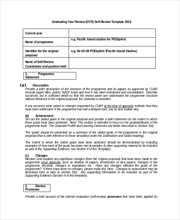 self evaluation example