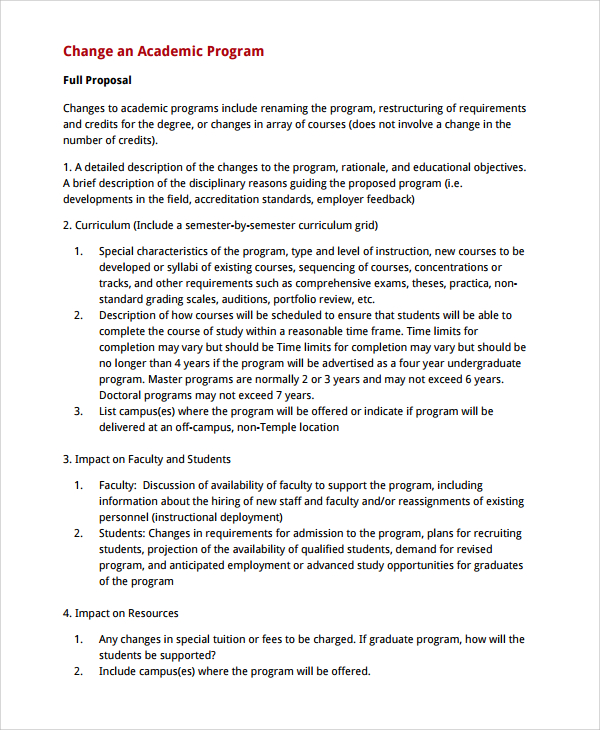 Educational Proposal Template Word