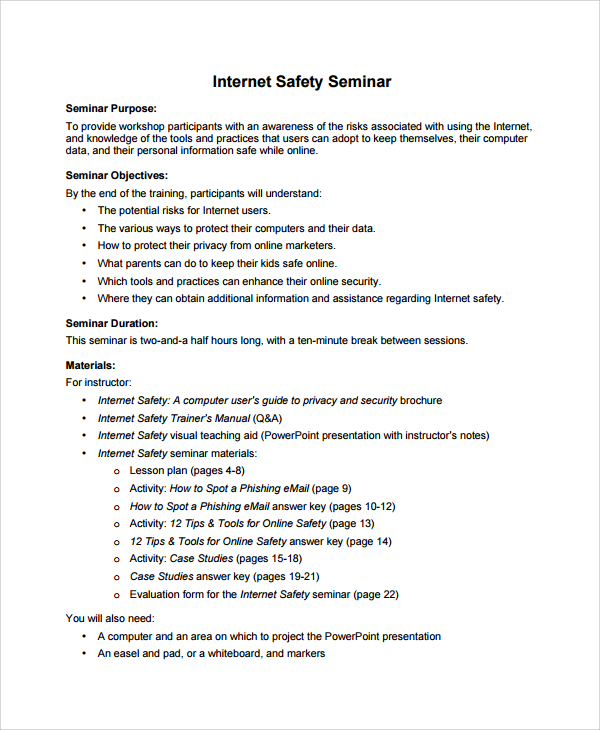 safety seminar planning template