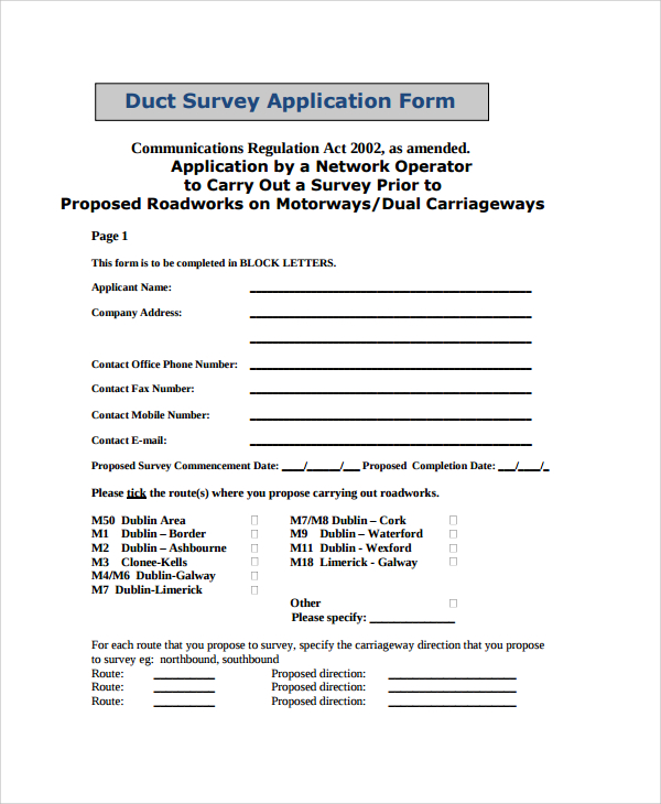 survey application form