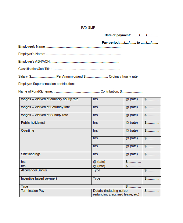 FREE 9+ Payslip Templates in PDF MS Word