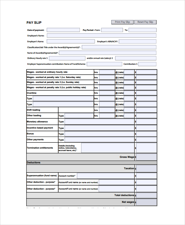 current payslip template