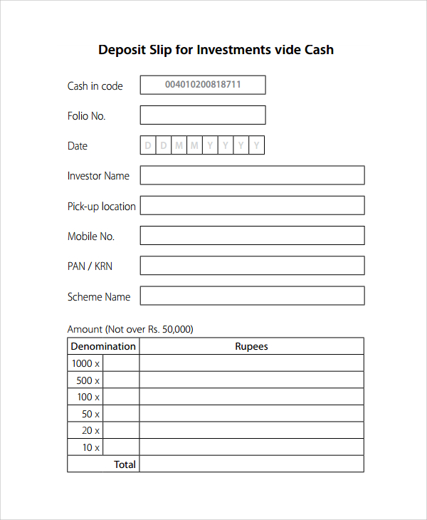 cash deposit slip template