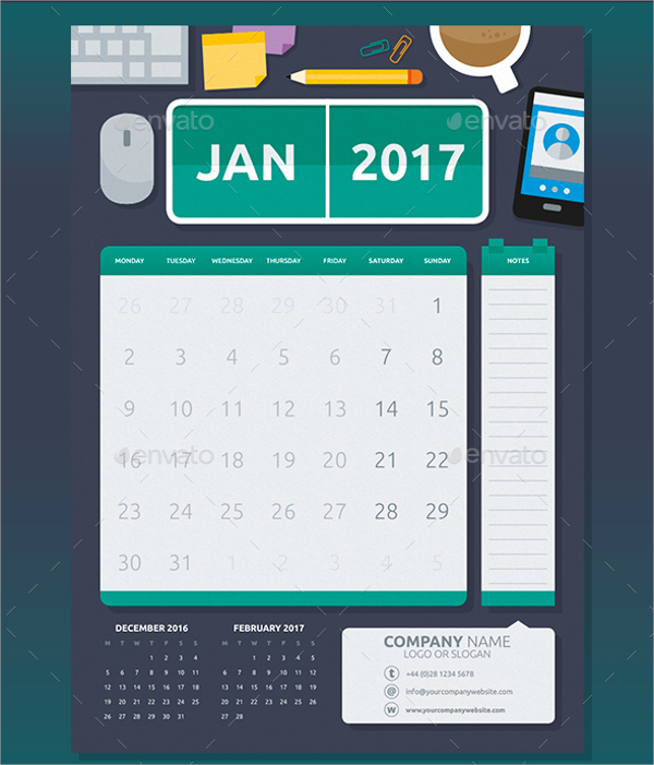 flat office calendar template1