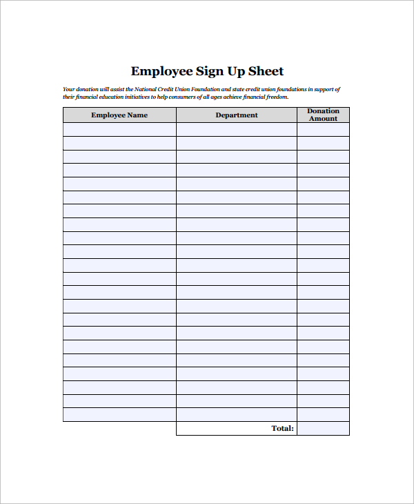 Printable Employee Sign In Sheet Template - Free Printable Templates