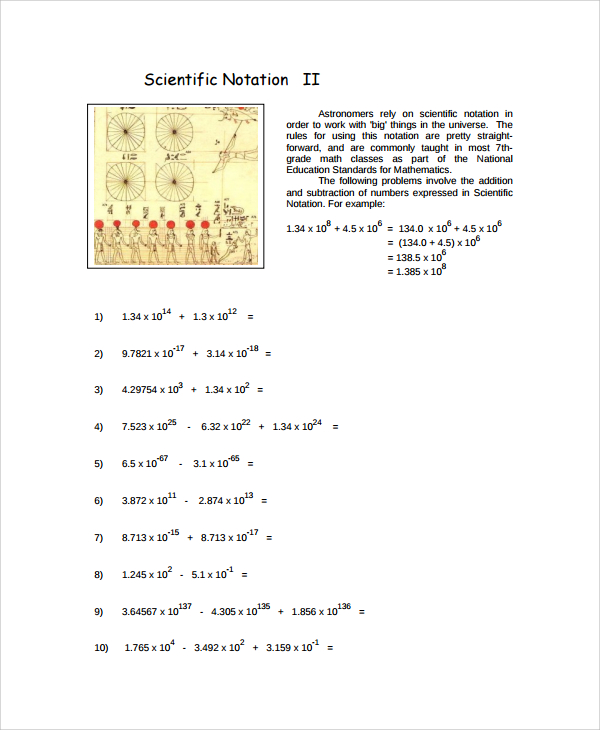 scientific notation math worksheet