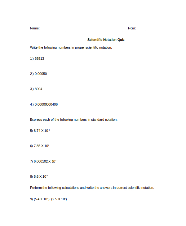 FREE 9+ Sample Scientific Notation Worksheet Templates in MS Word | PDF