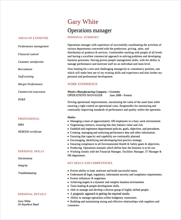 recruiting operations manager resume
