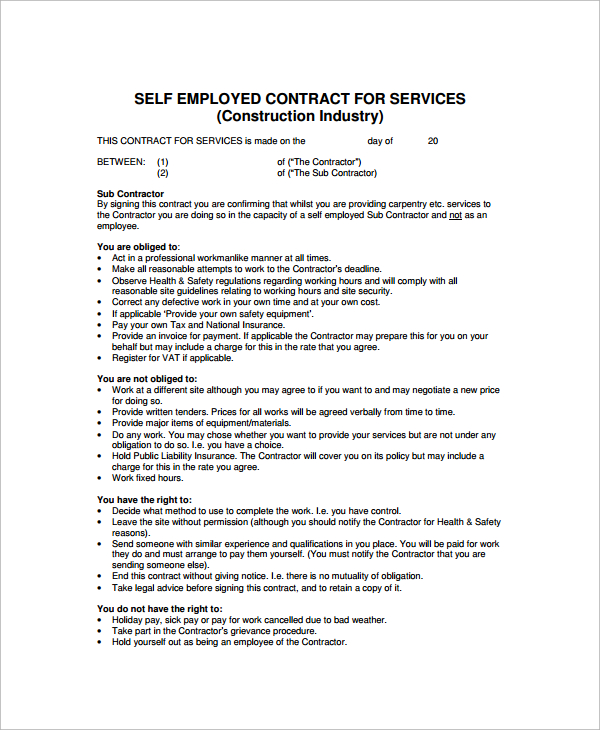 employment contract template building industry