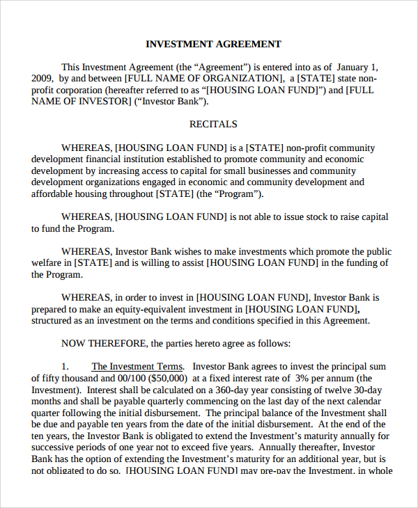 business investment loan agreement