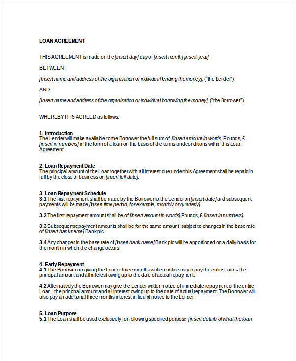 Employee Loan Agreement Word Template