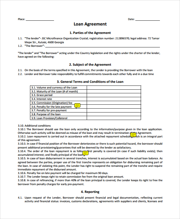 business loan agreement form