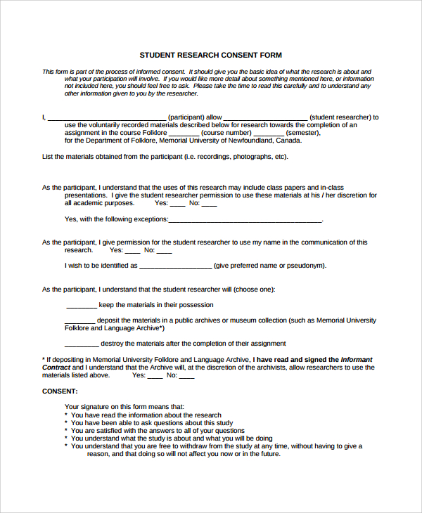 human experiment consent form