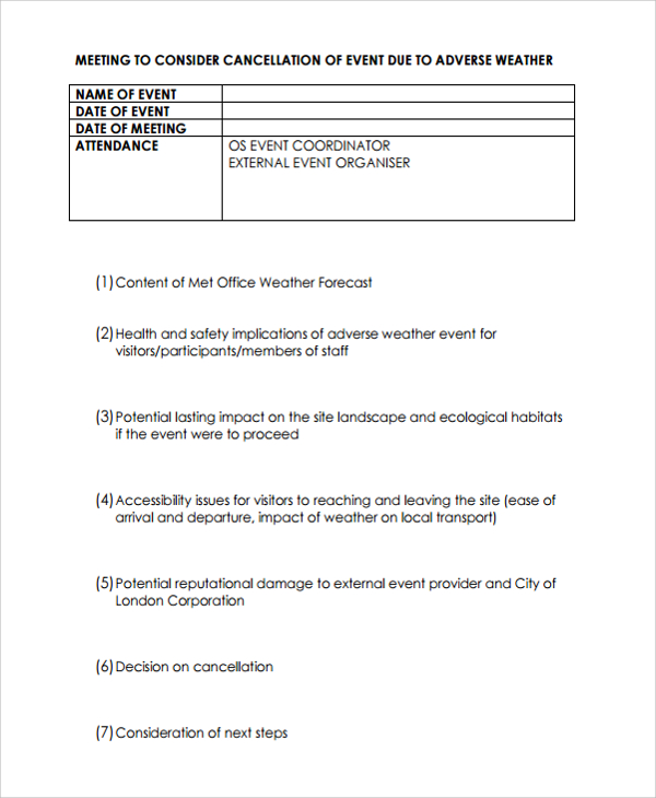Cancellation Policy Template 8  Free Documents Download in PDF