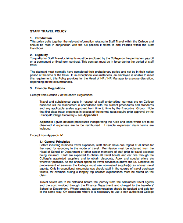 staff travel policy template1