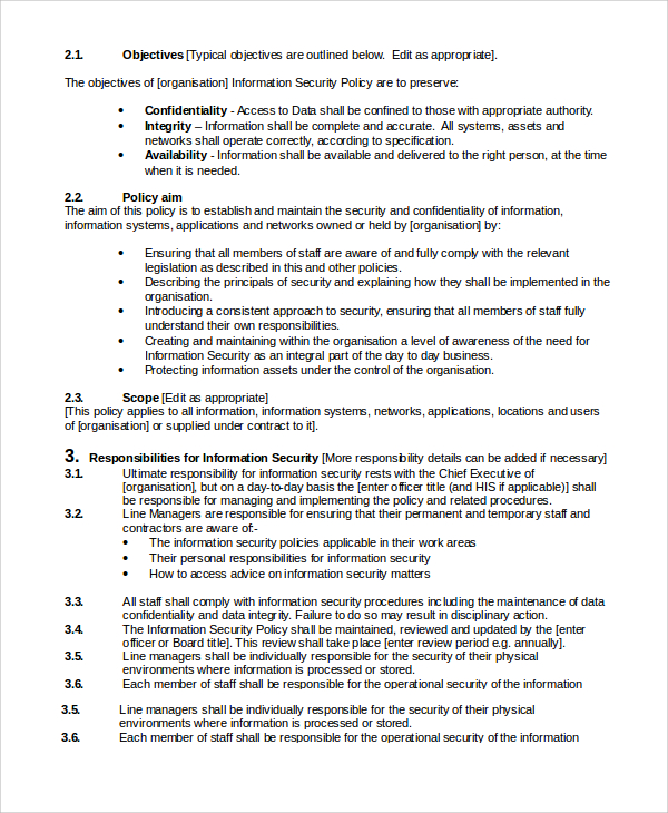 model it security policy template