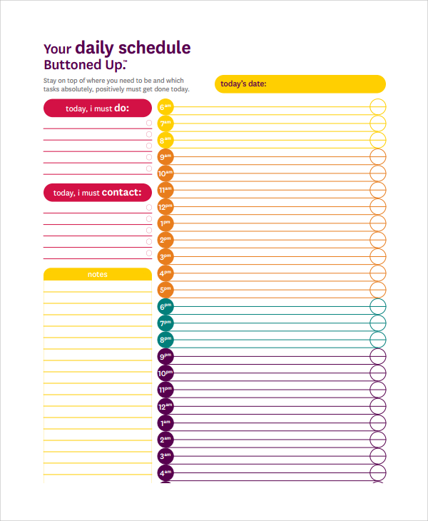 FREE 8+ Sample Hourly Schedule Templates in MS Word PDF