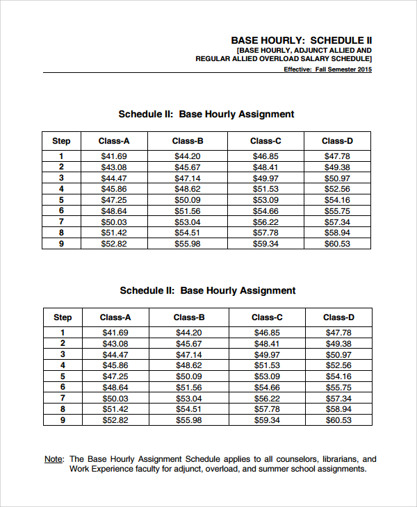 faculty hourly schedule