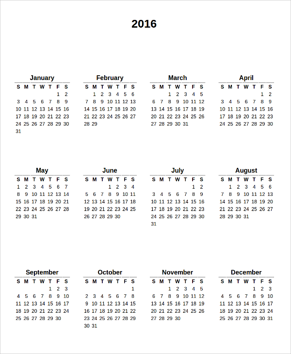 free calendar templates